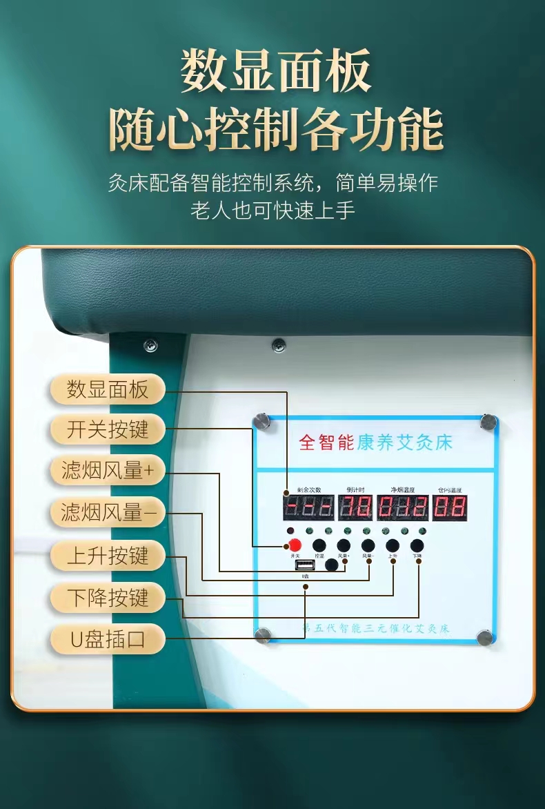 艾灸床三元催化旋转升降控温隔物灸全自动明火无烟净味商用 - 图1