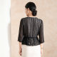 Mingshilu ສາມສ່ວນສີ່ແຂນ lace pullover ປອມສອງຕ່ອນ