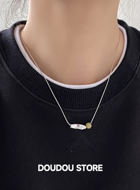 保色原创绿色天然石蛇骨链