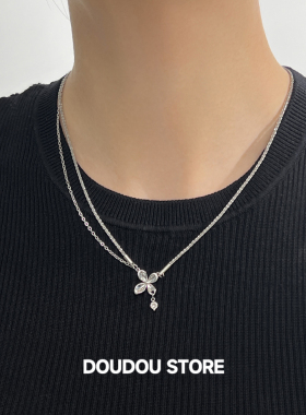 doudoustore四叶草花朵项链