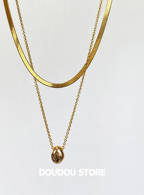 doudoustore金色双层蛇骨链