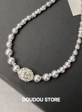 doudoustore温柔粉色珍珠项链