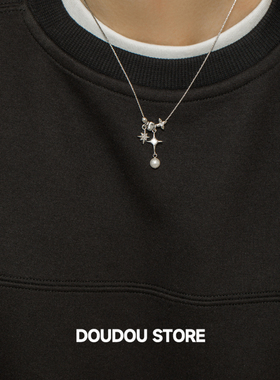 doudoustore四芒星珍珠项链