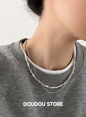 doudoustore碎银紫双层项链