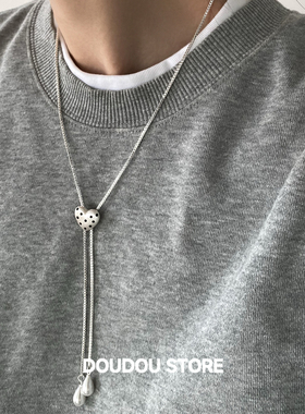 长款爱心水滴项链抽拉可调节