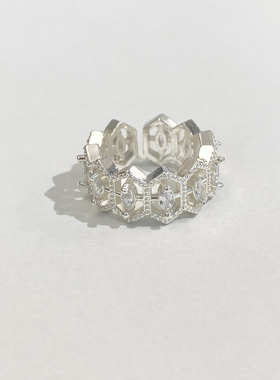 doudoustore蕾丝几何镂空戒指