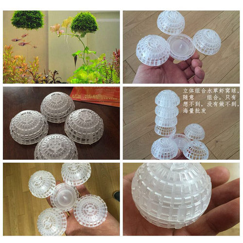 水草悬浮球水澡水晶虾活体悬浮小虾窝水晶球圣诞树沉水球造景装饰 - 图0