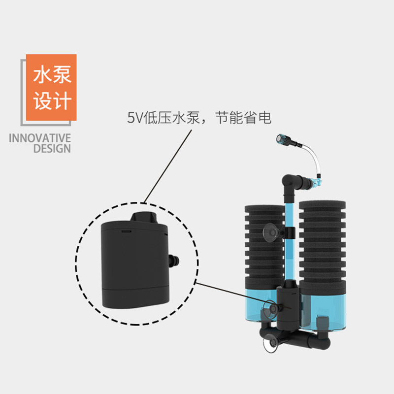 仟锐电动水妖精鱼缸水族箱过滤器观赏虾缸气举气动过滤器增氧静音-图1