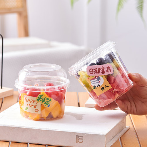 一次性水果盒打包盒甜品桶水果捞杯子透明干果盒食品级冰粉专用碗 - 图0