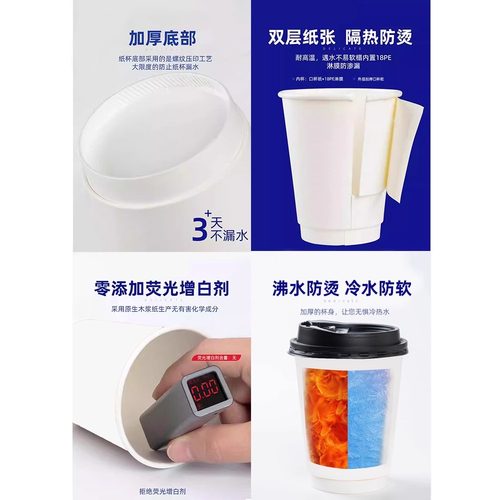 一次性咖啡杯带盖纸杯子商用卡通奶茶豆浆热饮外卖带打包定制logo - 图1