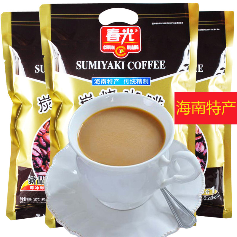 海南春光炭烧咖啡360g速溶3合1兴隆咖啡粉速溶冲饮特浓香浓袋装_虎窝淘