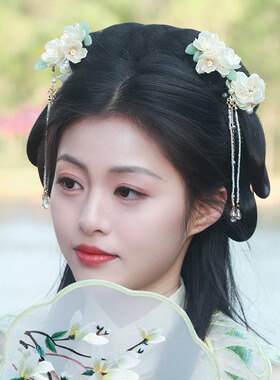 发夹新中式白玉兰清新