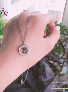 【OM】瑜伽欧姆项链 钛钢锆石不掉色 yoga梵文项链不生锈闪钻