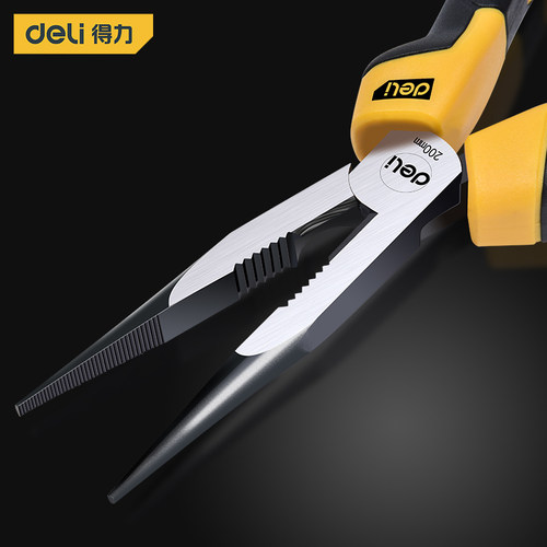 得力尖嘴钳五金工具防滑手柄6寸8尖头尖咀钢丝钳子断线针嘴老虎钳 - 图3