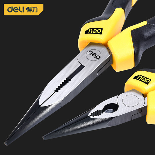 得力尖嘴钳五金工具防滑手柄6寸8尖头尖咀钢丝钳子断线针嘴老虎钳 - 图2