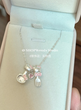 HelloKitty汤勺叉子足银999项链