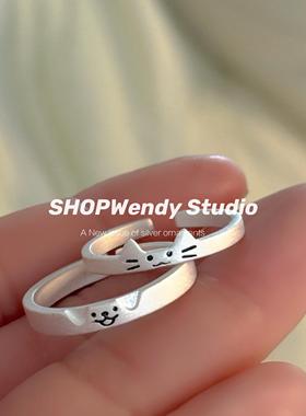 百元内猫狗之恋999纯银情侣对戒