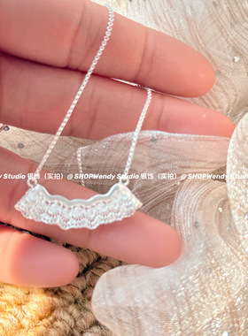 法式S925纯银蕾丝仙女项链不掉色