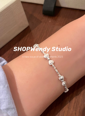 甜美蝴蝶结S925纯银碎银子手链