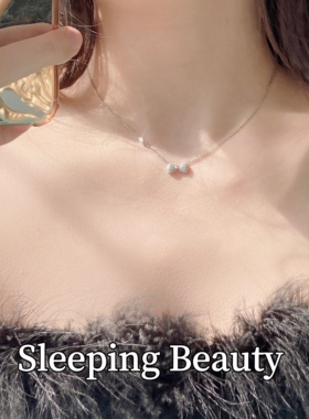 925纯银锁骨链蝴蝶结项链小众轻奢高级设计感送闺蜜礼物 女友礼物