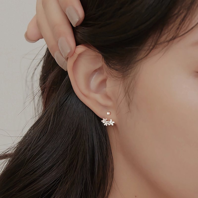 繁花耳钉纯银999三朵花轻奢耳环2025新款爆款高级感后挂式耳饰女,淘宝优惠券,粉丝福利购,淘宝优惠卷