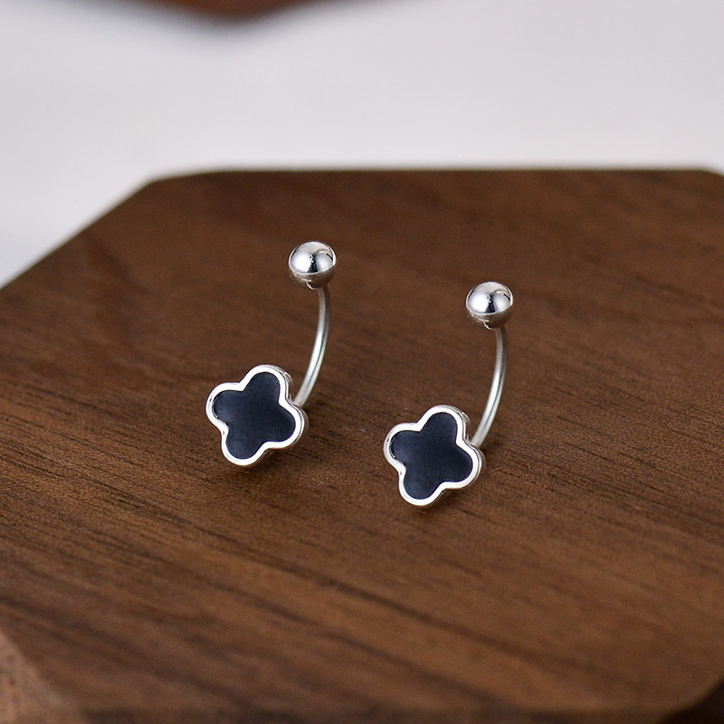 s999纯银耳环2025新款爆款高级感滴胶幸运草后挂式耳钉养耳洞耳饰,淘宝优惠券,粉丝福利购,淘宝优惠卷