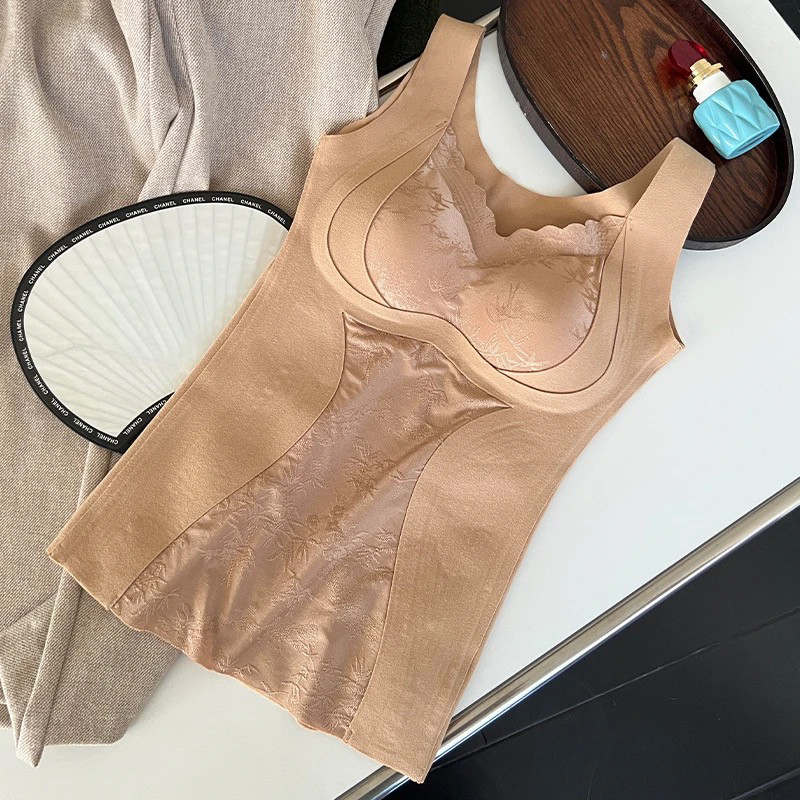 中式国风紫杉醇双面磨毛罩杯一体提拉承托轻塑蕾丝保暖背心本命年,淘宝优惠券,粉丝福利购,淘宝优惠卷