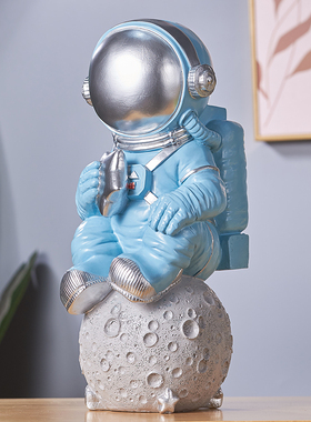 创意宇航员太空人装饰存钱罐摆件粉色树脂工艺品桌面家居装饰品