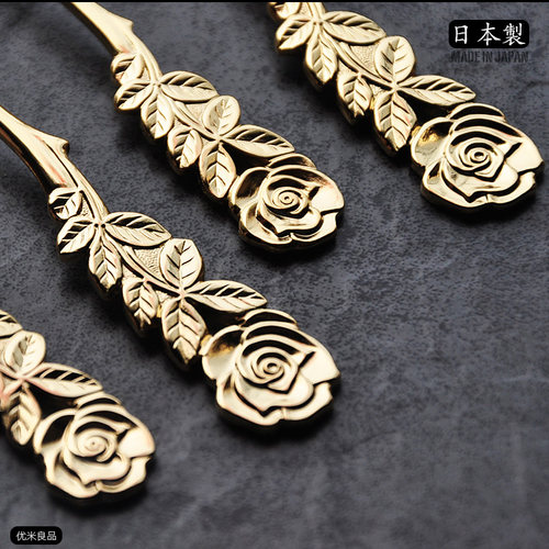 日本进口高桑金属elfin创意玫瑰花勺子水果叉子可爱不锈钢咖啡勺 - 图2