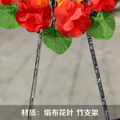 小花圈清明节扫墓祭祀用品绢布仿真花追悼奠仪用花便携小号 虎窝淘