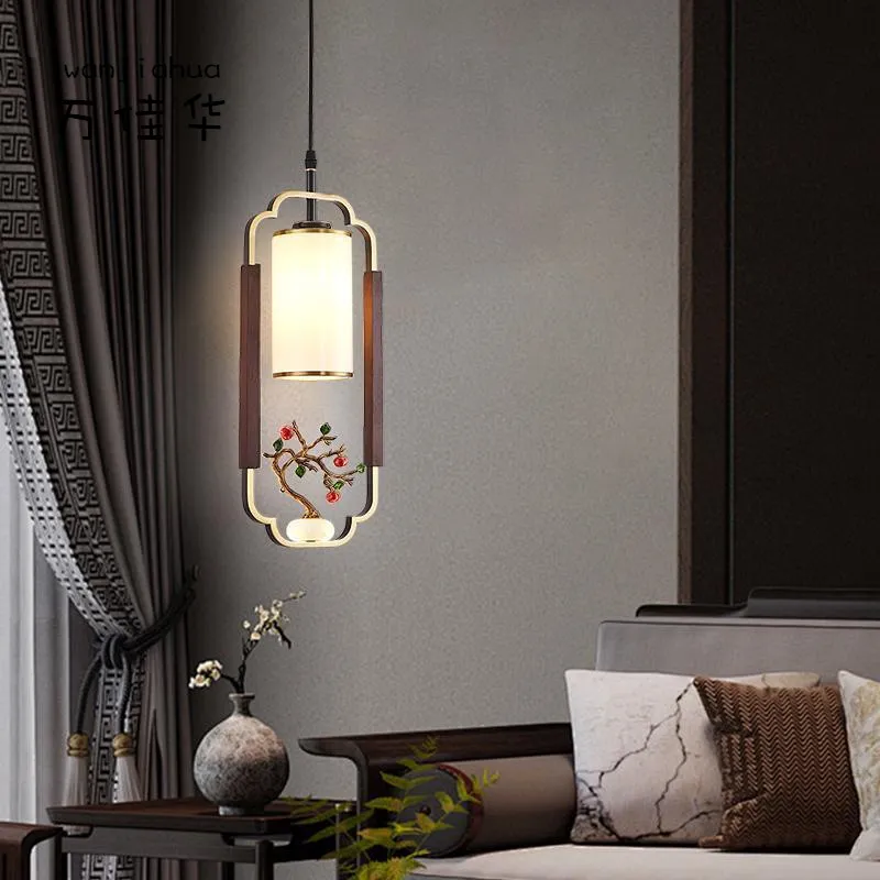 新款灯饰新中式全铜小吊灯中国风禅意客厅背景墙实木卧室床头吊灯,淘宝优惠券,粉丝福利购,淘宝优惠卷
