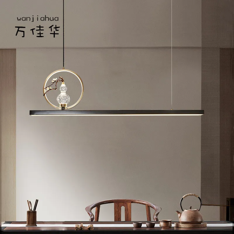 全铜新中式长条餐厅吊灯中国风禅意茶室设计师家用吧台餐桌灯具,淘宝优惠券,粉丝福利购,淘宝优惠卷
