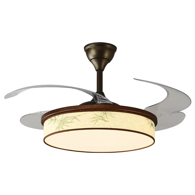 新款新中式禅意竹叶风扇灯隐形扇叶餐厅灯卧室书房静音吊扇灯具,淘宝优惠券,粉丝福利购,淘宝优惠卷