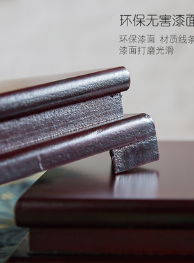 长方形观音貔貅铜器盆景木质底座