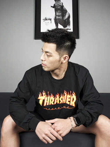 THRASHER美版火焰基础字体印花长袖T恤SKATE MAG L/S T-SHIRT潮牌-图1