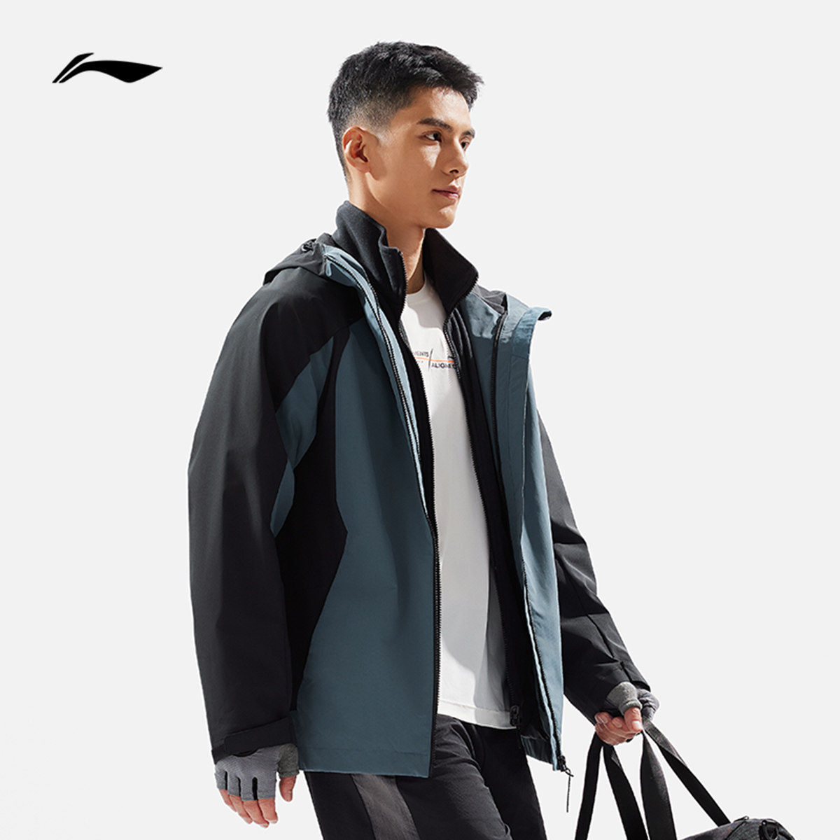 李宁三合一运动风衣男女2024冬季加绒防风外套AWBU009/010/031LL - 图1