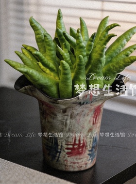 复古陶瓷佛手柑花瓶油画风彩色托盘摆放器皿家居装饰摆件花器