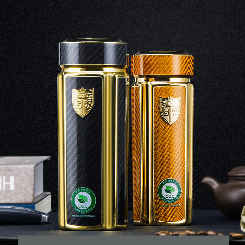 思宝保温杯 飞天方舟镀金纳米便携茶杯304不锈钢商务高档泡茶水杯