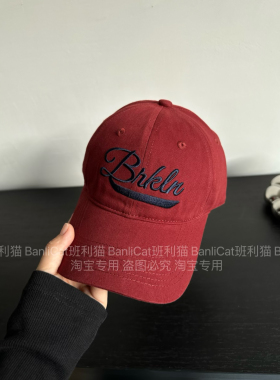 BanliCat 高品质 美式复古显白红色棒球帽子男女宽檐显脸小鸭舌帽