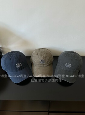 好版型 美复古水洗棉豆绿色做旧棒球帽子女大头围显脸小鸭舌帽男