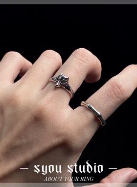 Syou灵狐复古动物原创设计钢戒指