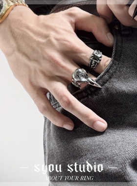 Syou维京渡鸦哥特小众设计戒指