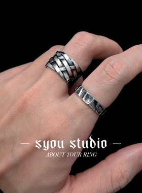 CH十字架复古戒指复古情侣男女款