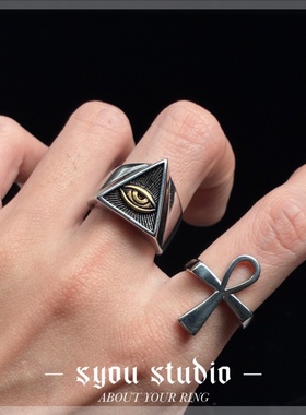Syou暗黑钛钢哥特朋克男士指环