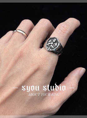 Syou男士钛钢欧美复古戒指