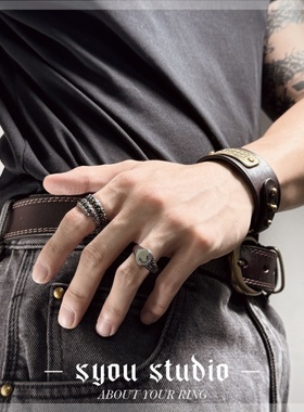Syou克鲁苏神话八爪鱼复古钛钢戒指中性暗黑情侣北欧指环潮流饰品