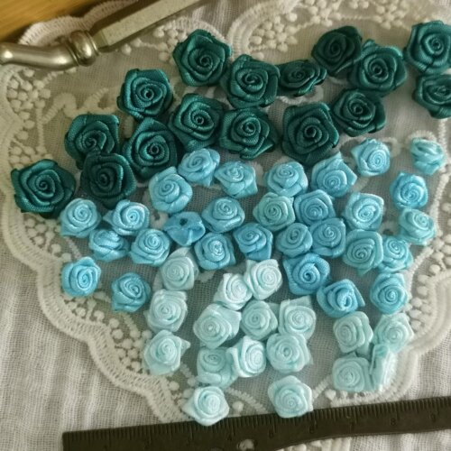 1cm10个价复古手工DIY仿真玫瑰丝带绢花发饰配饰品缎带装饰花720 - 图0