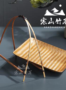 竹编支架提篮零食果盘手工编织篮