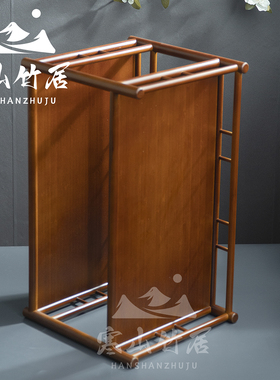 邱师傅竹木楠竹茶杯架BGJ030手工特色茶褐色楠竹双层大号杯架