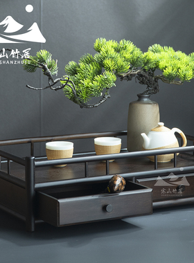 茶桌茶杯架手工特色楠竹置物架